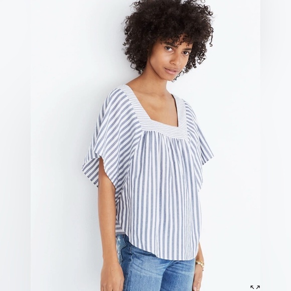 Madewell Women’s Square Neck Butterfly Top in Stripe Play Sz XS - Picture 1 of 10
